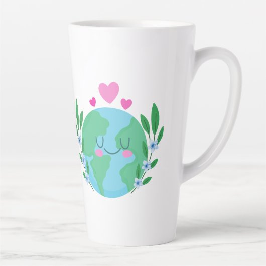 Liefde Aarde Glimlachend Latte Mok (Rechts)