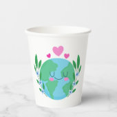 Liefde Aarde Glimlachend Papieren Bekers (Voorkant)