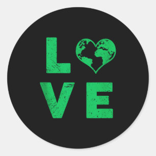 Liefde aarde planeet in nood milieutank naar ronde sticker