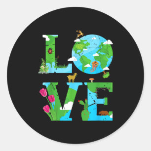 Liefde Aarde Wereld Planeet Dag Milieu Dier  Ronde Sticker