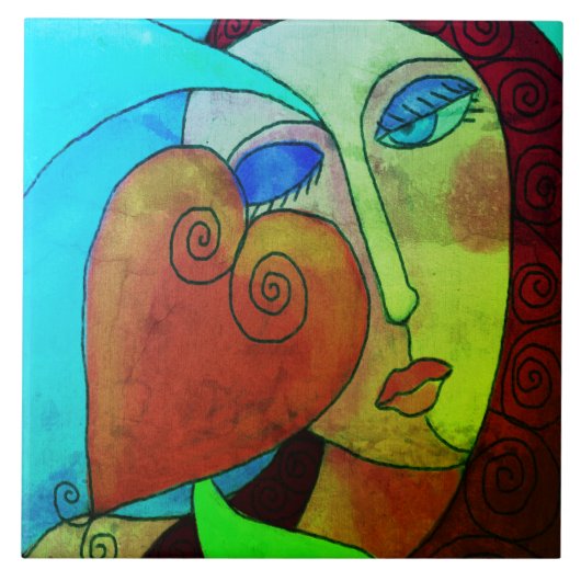 Liefde Abstract Digitale Schilderij Tegeltje (Voorkant)