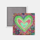 Liefde  Abstract Hart Floral Inspirivity Magneet (Voorkant / Achterkant)