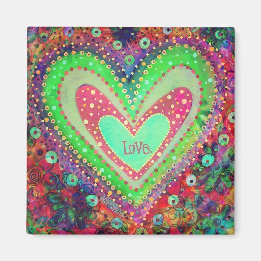 Liefde  Abstract Hart Floral Inspirivity Magneet (Voorkant)