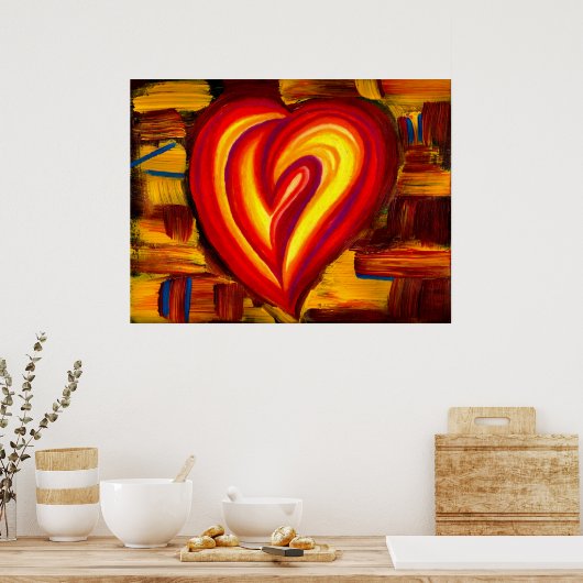 Liefde Abstracte hartolie pasta Poster (Keuken)