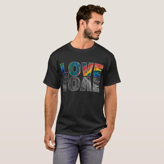 Liefde Abstracte Kunstletters Kleurrijke regenboog T-shirt (Voorkant volledig)