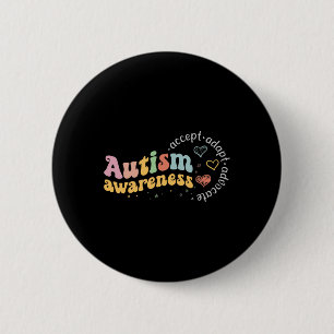 Liefde Accepteer Adapt Advocate Autisme Bewustzijn Ronde Button 5,7 Cm