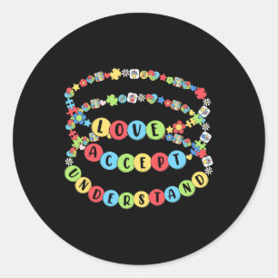 Liefde Accepteer Begrijp Autisme Beaded Bra Ronde Sticker