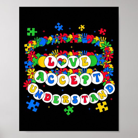 Liefde accepteer begrijp autisme bewustzijn dag pu poster (Voorkant)