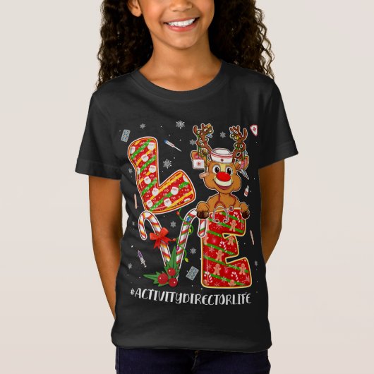 Liefde Activiteit Directeur Leven Kerstmis Pyjama T-shirt (Voorkant)