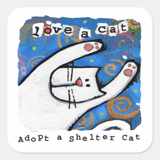 Liefde, adopteer Shelter Cats Vierkante Sticker (Voorkant)