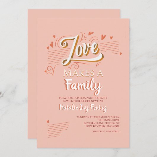 Liefde adoptie aankondiging/Partij Aankondiging (Voorkant / Achterkant)