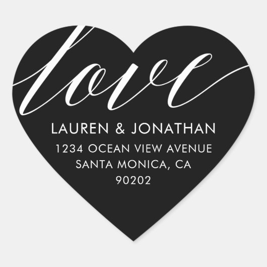 Liefde Adresetiketten, bruiloft stickers, bruiloft Hart Sticker (Voorkant)