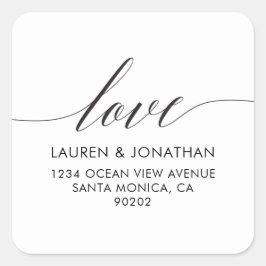 Liefde Adresetiketten, bruiloft stickers, bruiloft Vierkante Sticker