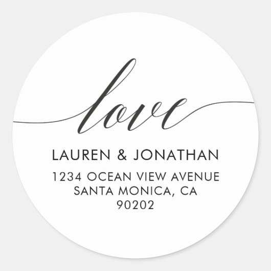 Liefde Adresetiketten, weddenschappen, bruiloft Ronde Sticker (Voorkant)