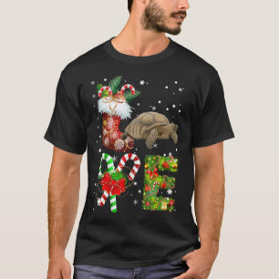 Liefde Afrikaanse Sulcata Tortoise Kerstmis Licht T-shirt
