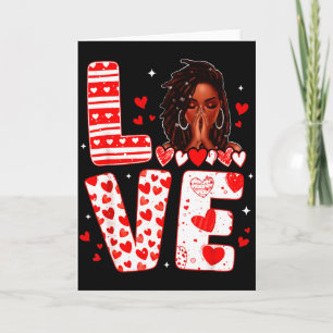 Liefde Afro Vrouw Biddende Valentijn Hart Zwarte V Kaart