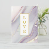 *~ LIEFDE Agaat AR66 RSVP QR Lavendel Gouden Bruil Kaart (Staand voorkant)