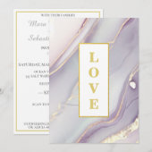 *~ LIEFDE Agaat AR66 RSVP QR Lavendel Gouden Bruil Kaart (Voorkant / Achterkant)