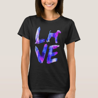Liefde Airedale Terrier Waterverf Blauwe Hond Mam T-shirt