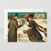 Liefde -Ajoyful yuletide -vintage kerst briefkaart (Voorkant / Achterkant)