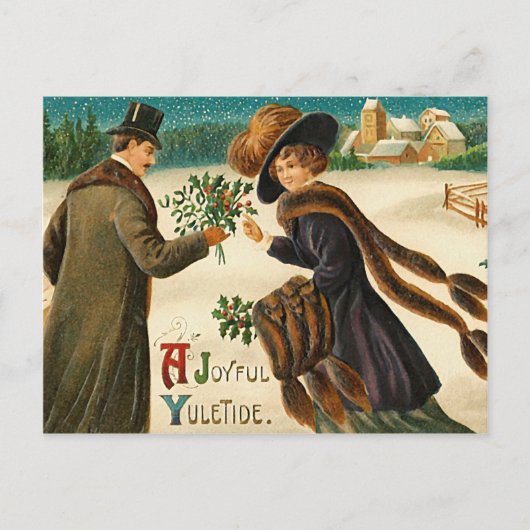 Liefde -Ajoyful yuletide -vintage kerst briefkaart (Voorkant)