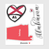 Liefde Alabama, Die Cut Decals, 3 verschillende De Sticker (Vel)