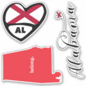 Liefde Alabama, Die Cut Decals, 3 verschillende De Sticker (Voorkant)