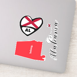 Liefde Alabama, Die Cut Decals, 3 verschillende De Sticker