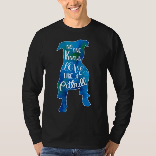 Liefde als een Pitbull Blue Waterverf T-shirt (Voorkant)