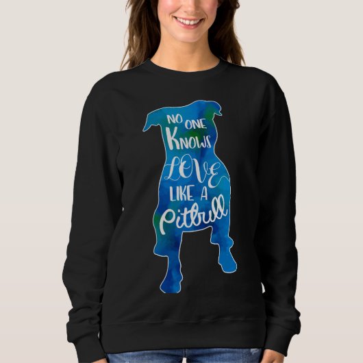 Liefde als een Pitbull Blue Waterverf Trui (Voorkant)