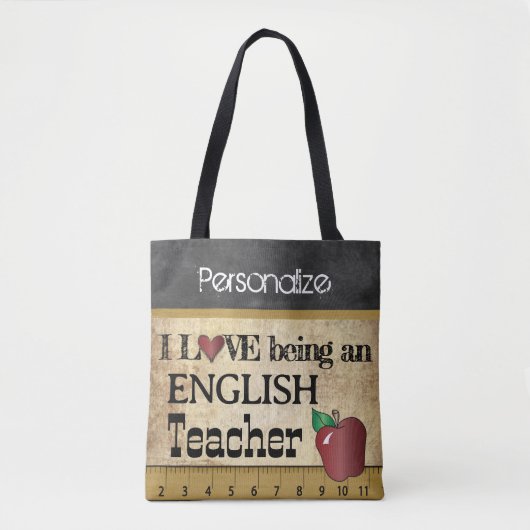 Liefde als Engelse leraar 🍎 | DIY-naam Tote Bag (Voorkant)