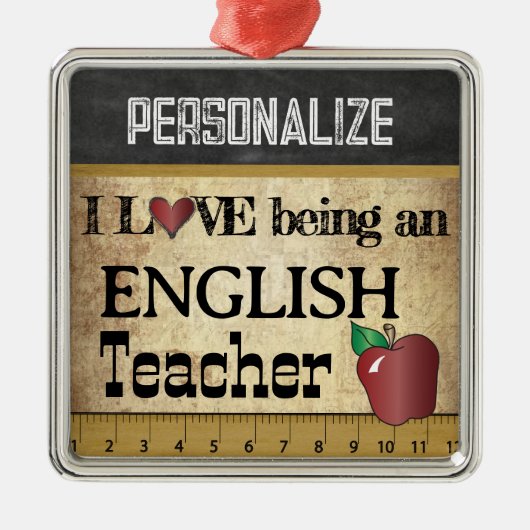 Liefde als Engelse leraar | VINTAGE Metalen Ornament (Voorkant)