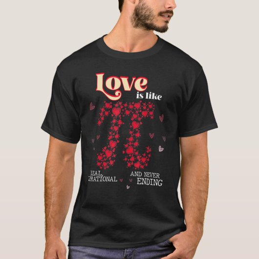 Liefde als hartvorm van PI Day PI Number Science T-shirt (Voorkant)