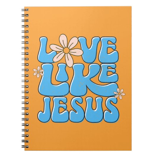 Liefde als Jesus, Blue Retro Daisy Leuk Christelij Notitieboek (Voorkant)