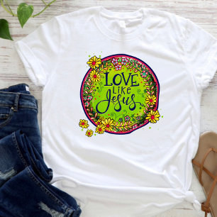 Liefde als Jesus Fun Floral Inspirivity T-shirt
