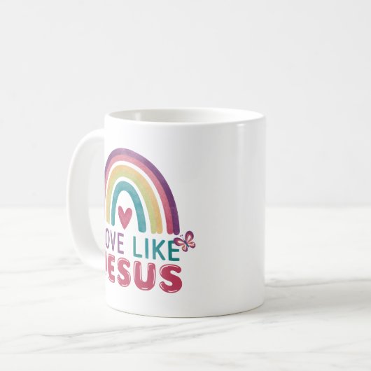 Liefde als Jesus, Geloofsgeïnspireerde koffie Mok (Voorkant links)