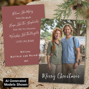 Liefde als Jezus Chic Witte Script Kerst Foto Feestdagenkaart