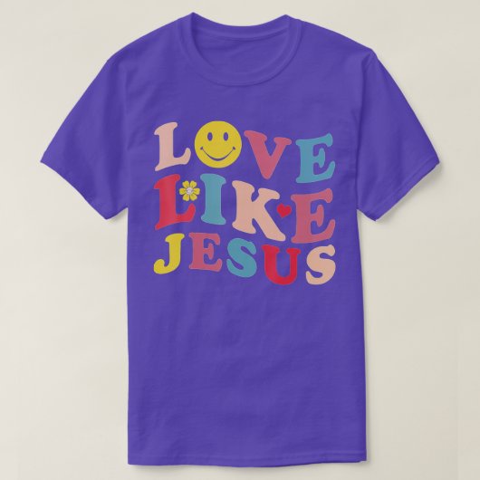 Liefde als Jezus Christelijk als glimlach gezicht T-shirt (Design voorkant)