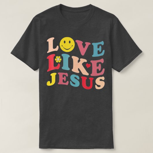 Liefde als Jezus Christelijk glimlach gezicht (2) T-shirt (Design voorkant)