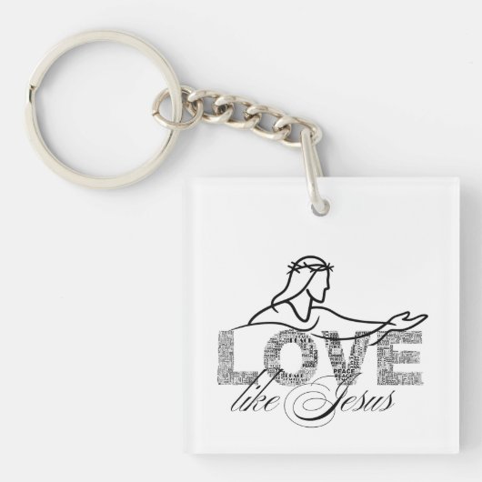 Liefde Als Jezus Christelijke Typografie Ontwerp Sleutelhanger (voorkant)