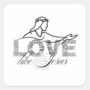 Liefde Als Jezus Christelijke Typografie Ontwerp Vierkante Sticker