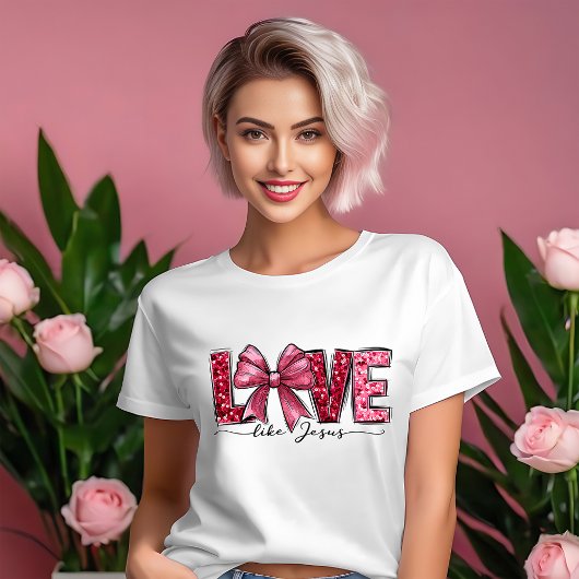 Liefde als Jezus Coquette Esthetische Roze Wit T-shirt