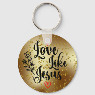 Liefde als Jezus Gold Glitter Christelijke scripts Sleutelhanger