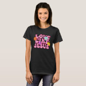 Liefde als Jezus Happy Face Preppy T-shirt (Voorkant volledig)