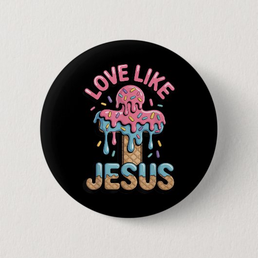 Liefde Als Jezus Kinderen Christelijk Ijs Drip Jon Ronde Button 5,7 Cm (Voorkant)