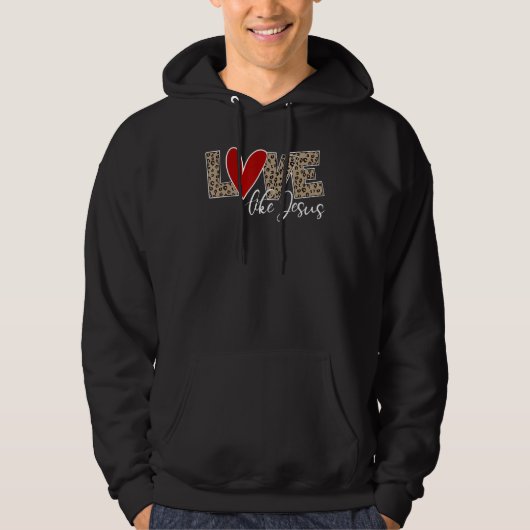 Liefde als Jezus Leopard Print Hoodie (Voorkant)