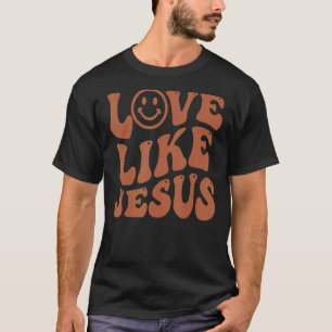 Liefde als Jezus Positief Katholieke Preppy Retro T-shirt
