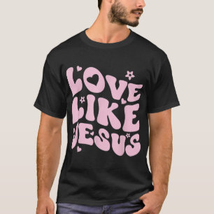 Liefde als Jezus positieve katholieke preppy Retro T-shirt