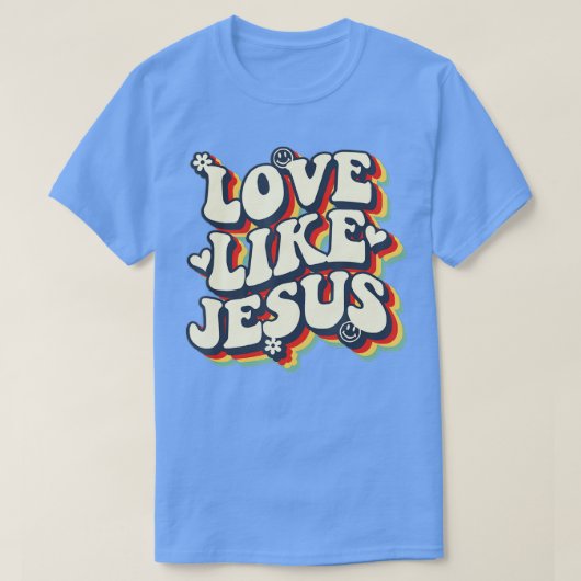 Liefde als Jezus positieve katholieke preppy Retro T-shirt (Design voorkant)