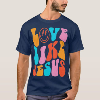 Liefde als Jezus positieve katholieke preppy Retro T-shirt